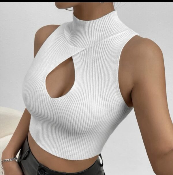 Shein  cut out tank crop knit top in white 10