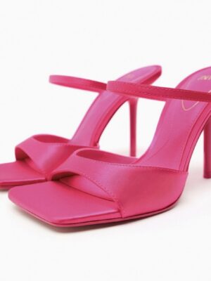 Zara satin mules in pink