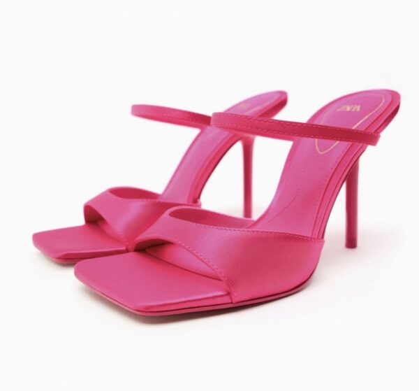 Zara satin mules in pink