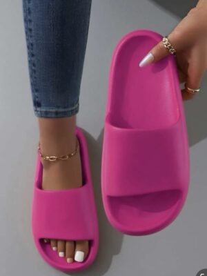 Shein pink chunky slides