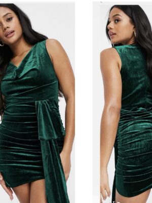 ASOS bodycon velvet mini dress in emerald green 12