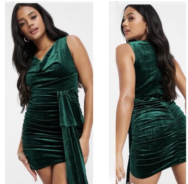 ASOS bodycon velvet mini dress in emerald green 12