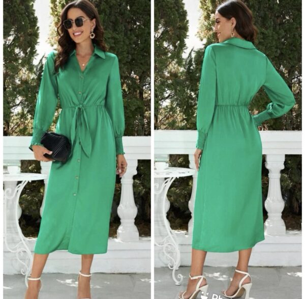 shein plus green mid shirt dress tie front 16