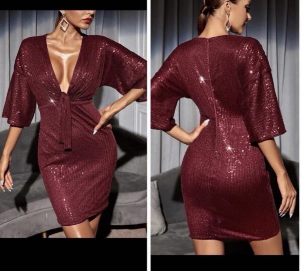 shein plus burgundy glitter party dress