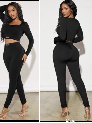 SHEIN leggings two piece write up set in black