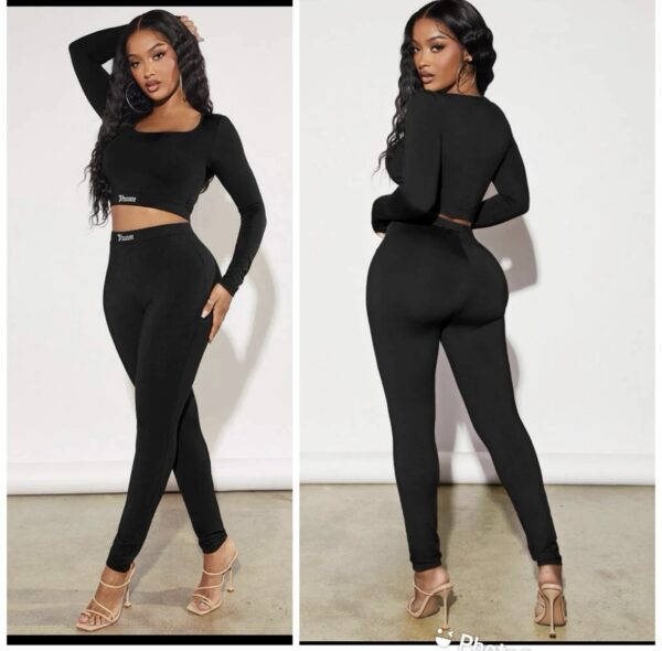 SHEIN leggings two piece write up set in black