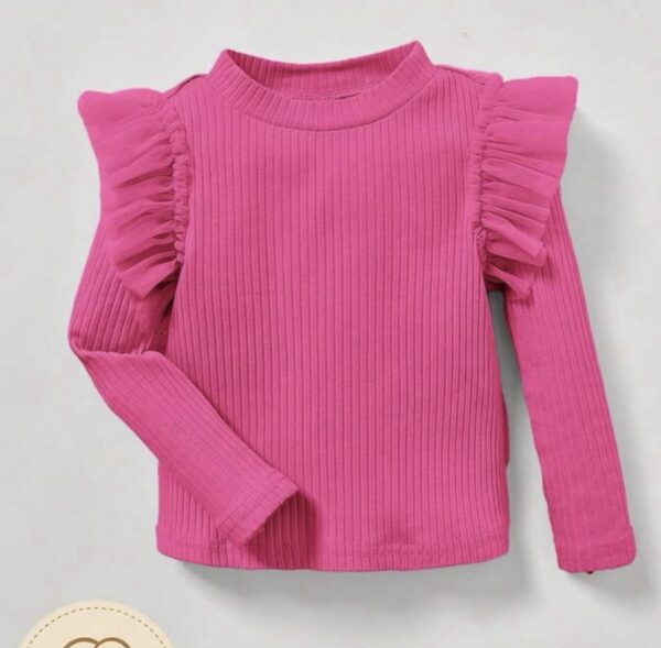 shein pink baby girl shoulder ruffle top kids