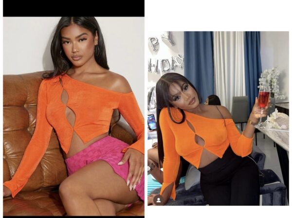 Shein hot orange open front crop top 10