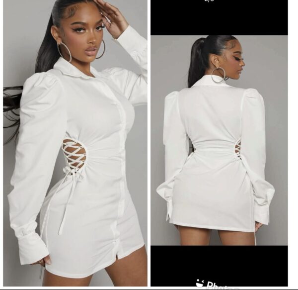 Shein white lace up side shirt dress 12/14
