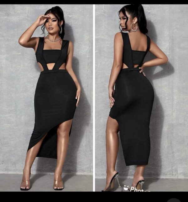 Shein asymmetric cut out black sexy dress