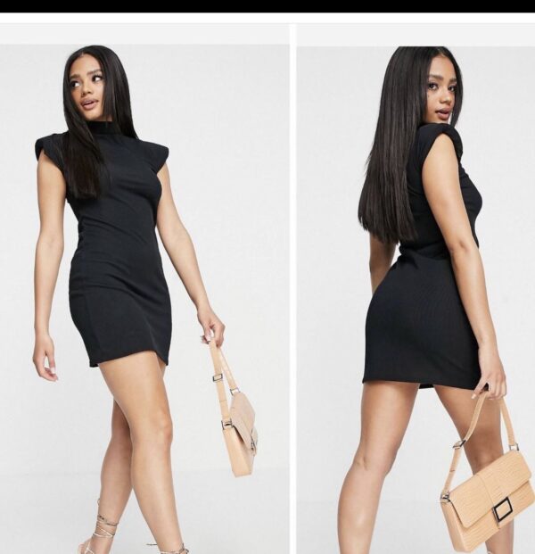 I saw it first shoulder pad bodycon dress in black