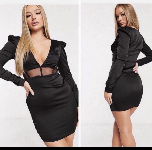 ASOS bodycon mesh dress in black satin