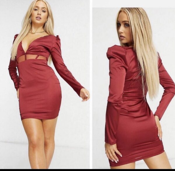 Asos satin mesh burgundy/red dress