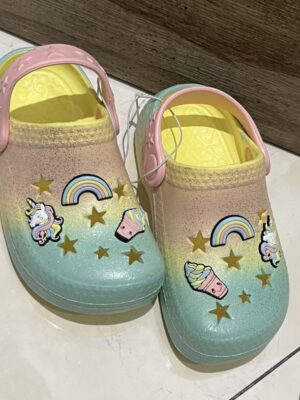 Primark rainbow colour girlie croc with charms kids