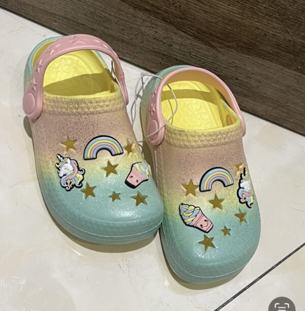 Primark rainbow colour girlie croc with charms kids