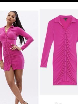 Newlook bright pink lycra shirt dress