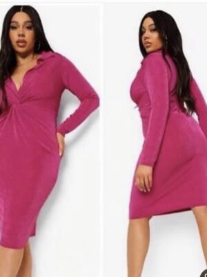 Boohoo pink lycra bodycon dress