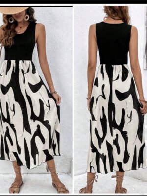 shein casual A-line dress in black &white tank 12/14