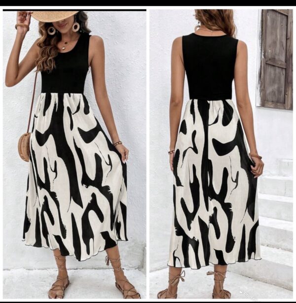 shein casual A-line dress in black &white tank 12/14