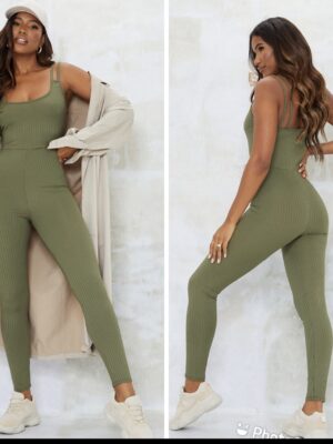PLT strappy khaki jumpsuit
