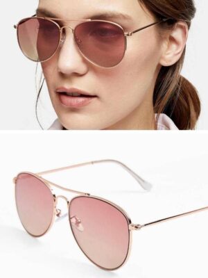Topshop metal aviation sunglasses with pink lens