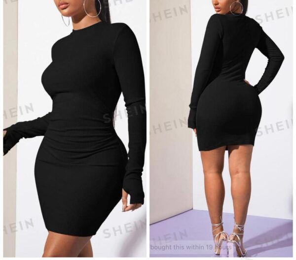 Shein mock neck long sleeve hawt thick dress in black 12/14