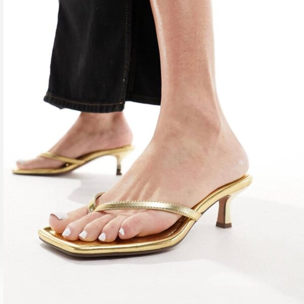 Asos classy kitten heel mules in gold