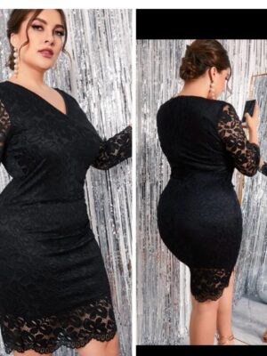 shein Lacey black plus size dress 16