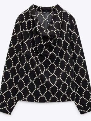 Zara geometric  print shirt in white & black