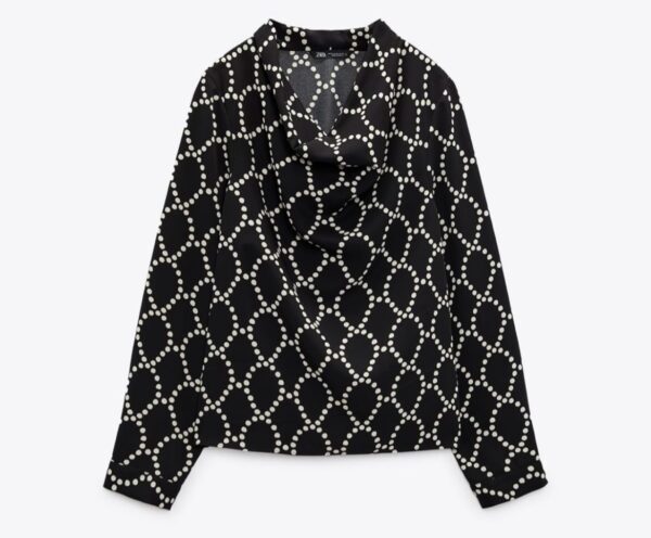 Zara geometric  print shirt in white & black