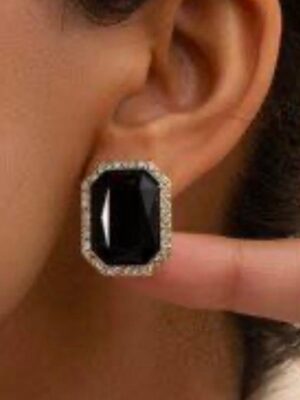 Shein  rectangle glitter white & black earrings