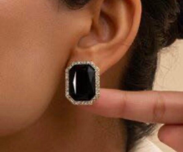 Shein  rectangle glitter white & black earrings