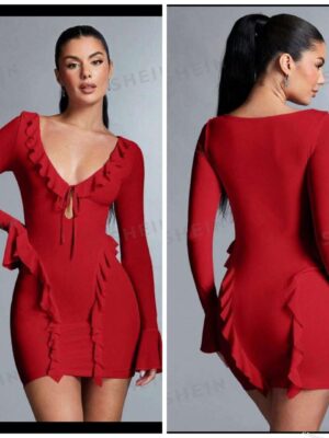 Shein mini sexy dress with ruffle in red 12/14