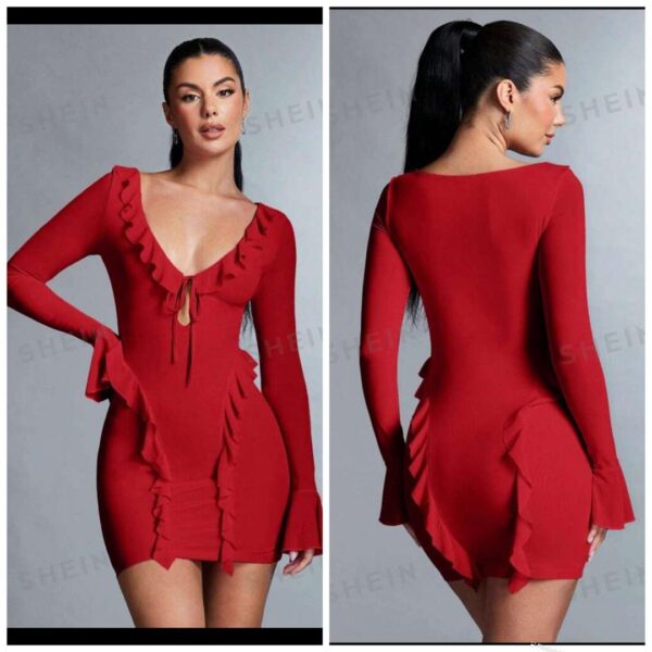 Shein mini sexy dress with ruffle in red 12/14