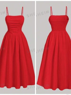 Shein cami girlie elastic ball dress in red 12/14
