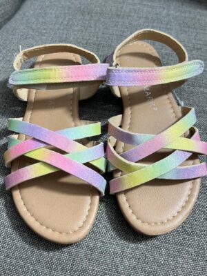 Primark glitter rainbow crisscross flat sandals 12 (30/31)