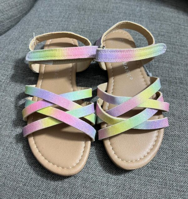 Primark glitter rainbow crisscross flat sandals 12 (30/31)