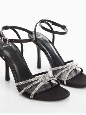 Mango  solid rhinestone strap sandals in black