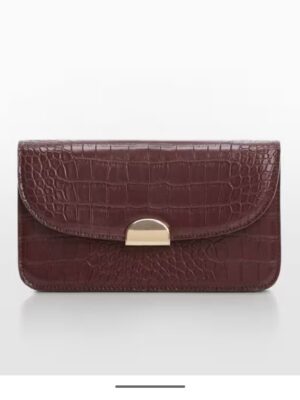 Mango croc animal effect bag in burgundy