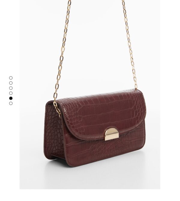 Mango croc animal effect bag in burgundy - Image 2