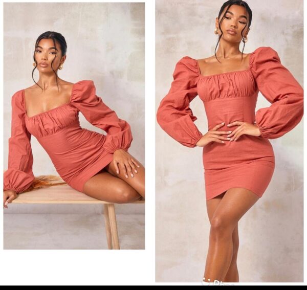 PLT faded red balloon sleeve shift dress 12