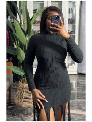 Shein mock fringe dress in black 10