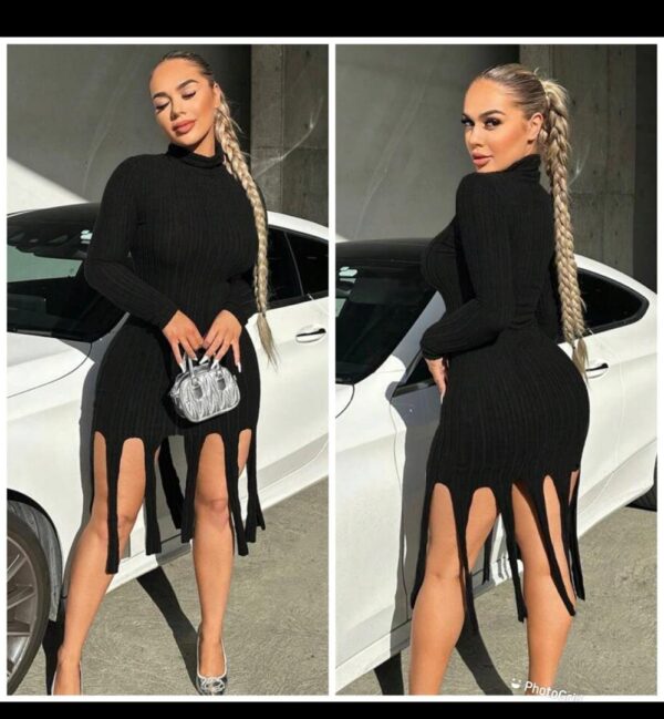 Shein mock fringe dress in black 10 - Image 2