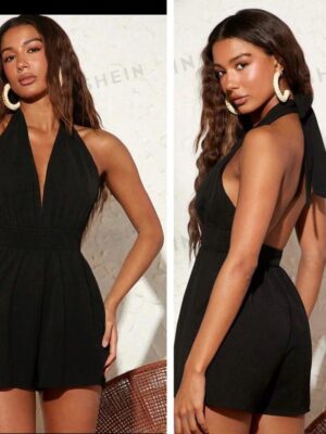 Shein one piece  backless playsuit in black 10