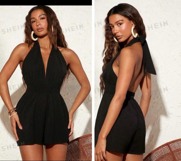 Shein one piece  backless playsuit in black 10