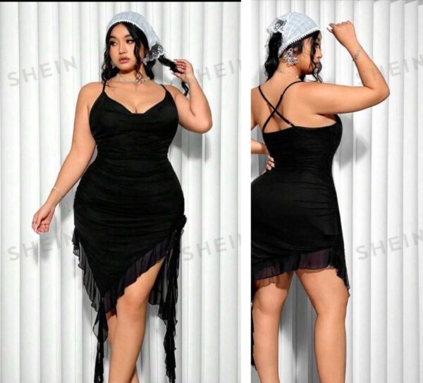 Shein plus cami criss cross back dress in black 16