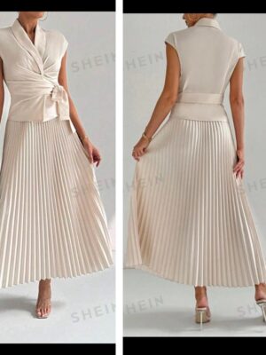 Shein pleated skirt set in cream 12/14