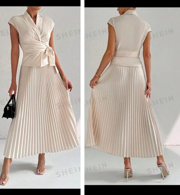 Shein pleated skirt set in cream 12/14