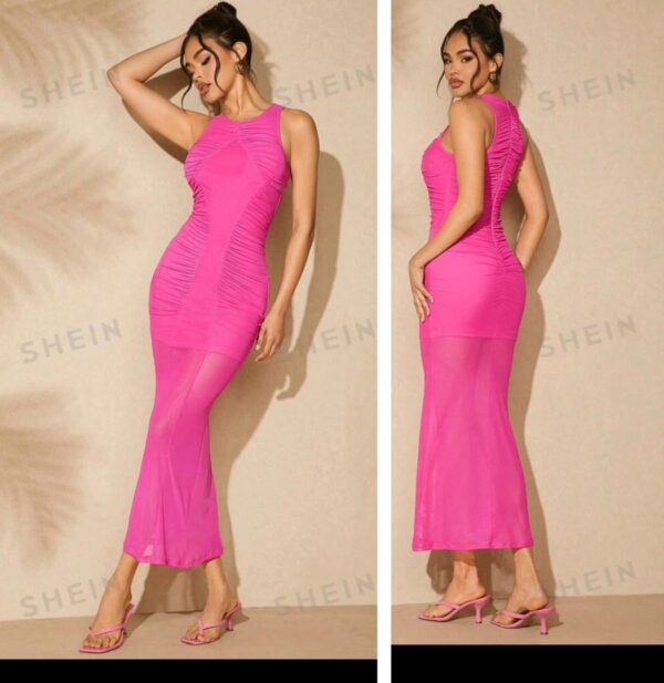 Shein tank mesh dress in baby pink