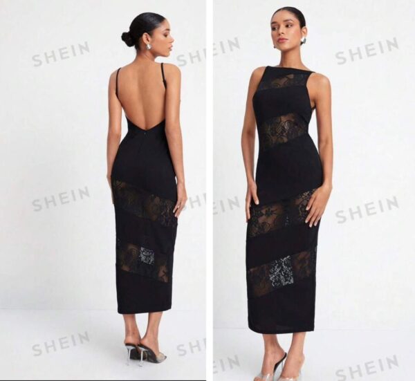 Shein tank backless  lacey dress in black 10